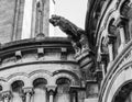 The statues and architectural elements of the main facade of Notre Dame de Paris. Royalty Free Stock Photo